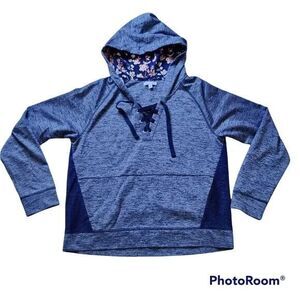 Vera Bradley Womens S Pullover Hoodie Sweatshirt Oversized Blue Heather Cropped